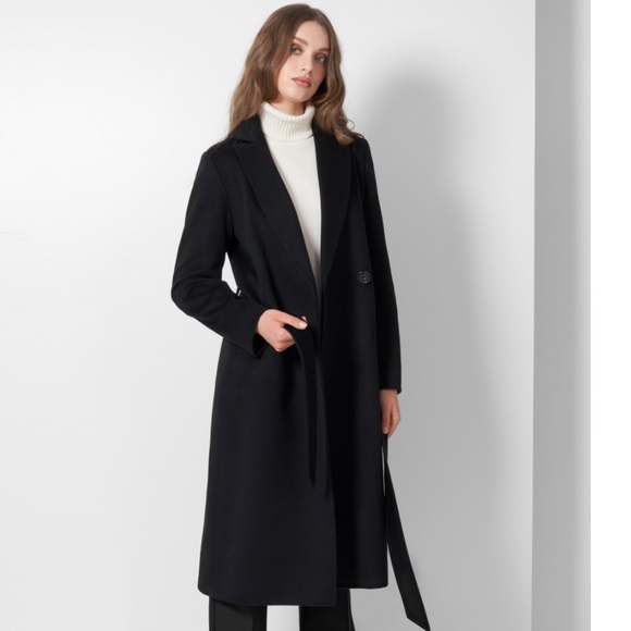 PURE VIRGIN WOOL CINZIA ROCCA BY RODEL S.p.A in ITALY, BELTED BLACK COAT BLACK 8 - Picture 14 of 15